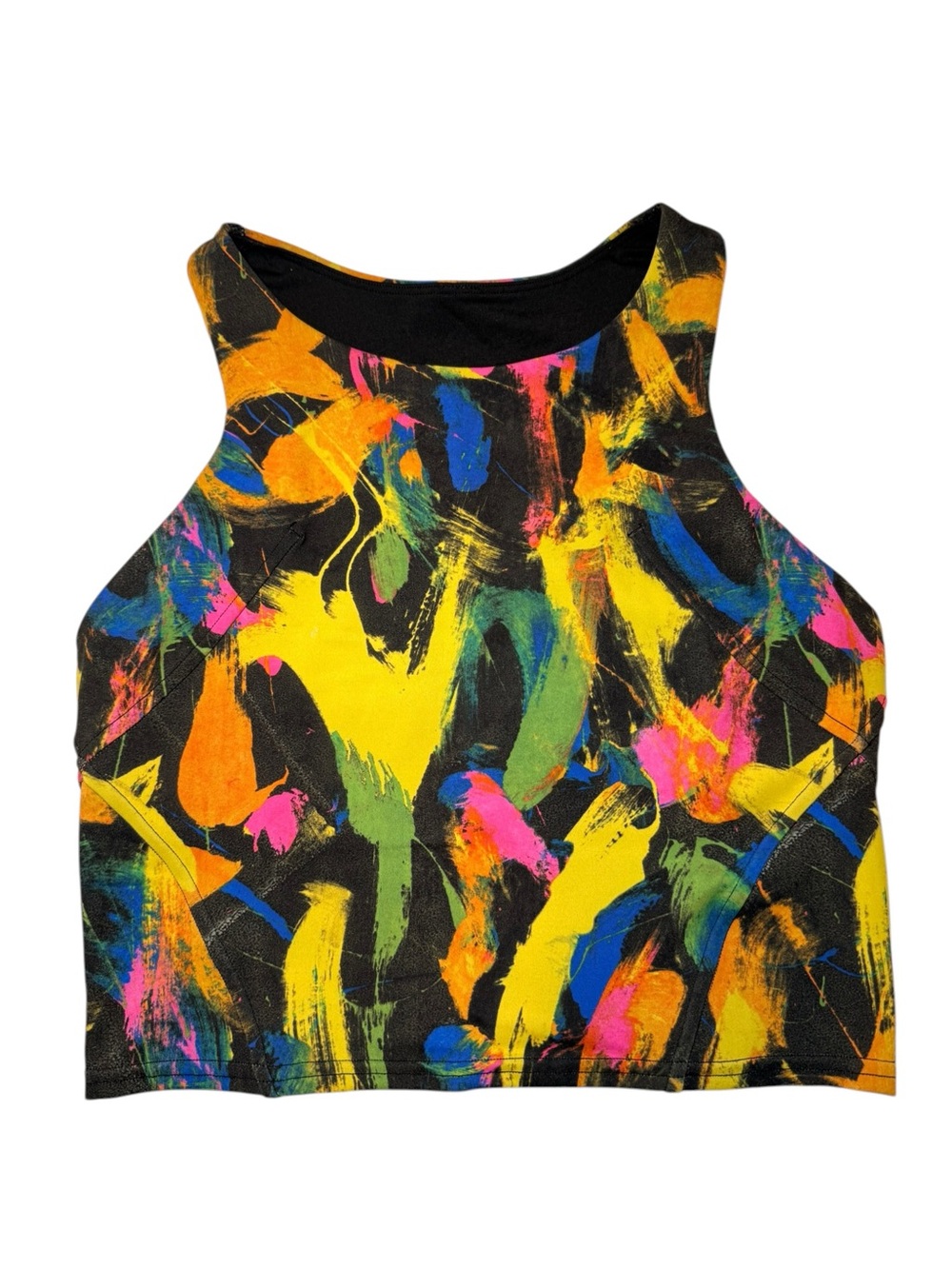 Lululemon Racerback Lined Medium Support Bra Abstract Sporty Black Multicolor